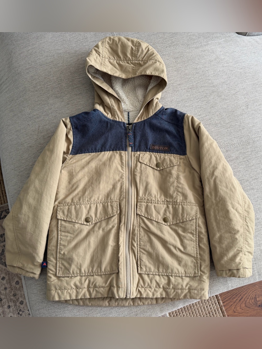 Burton Boys Castable Jacket Tan/Denim Coat Size XS